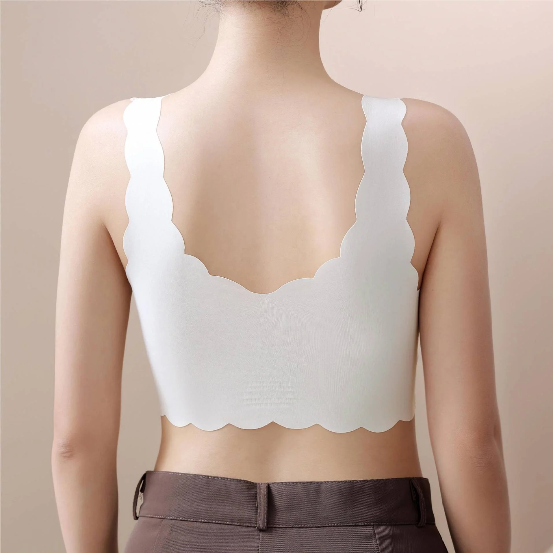 High Texture vest style bubble pattern lace beautiful back push up comfort anti-sagging nude feel traceless lace underwear