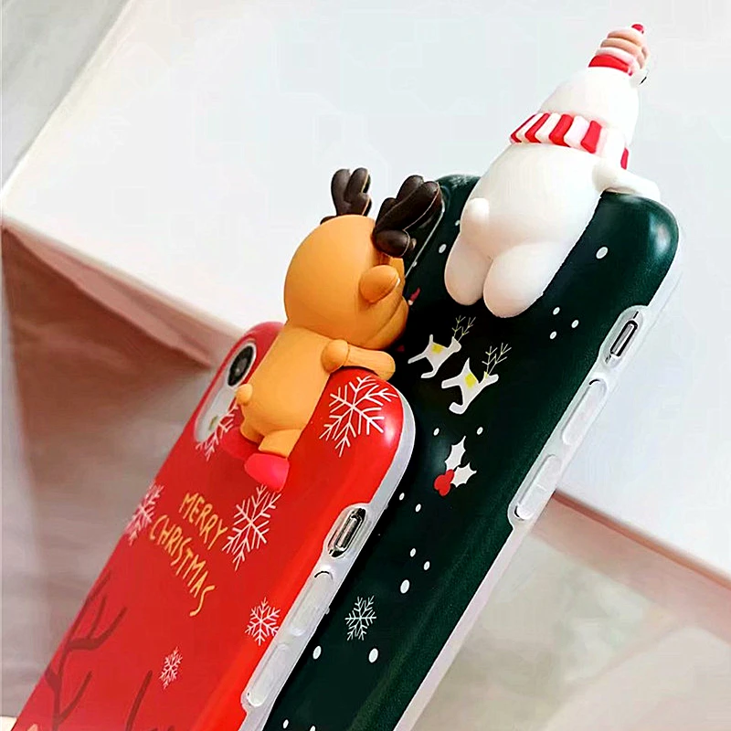 Рождество wapiti с забавным рисованным животным котенком веселой куклой и мягкий чехол для мобильного телефона iPhone 13 PRO MAX