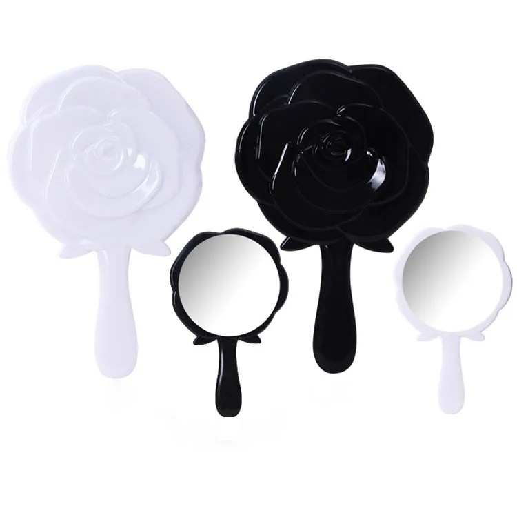 Personalized Rose Flower Design Vanity Hand Mirror Mini Pink Makeup Mirror for Women Girls