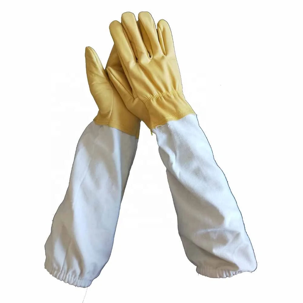 Vented Long Sleeves Sting Proof Cuff Safety Protective Premium sheepskin Leather Beekeeping Gloves