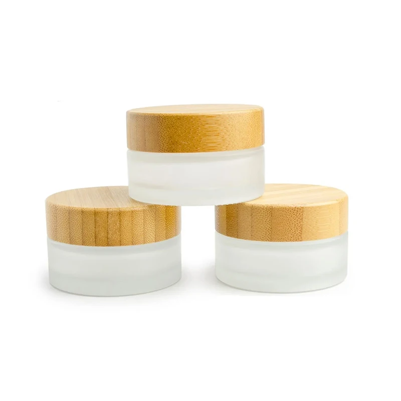 Refillable Glass Makeup Jars bamboo beauty 1g 2g 5g