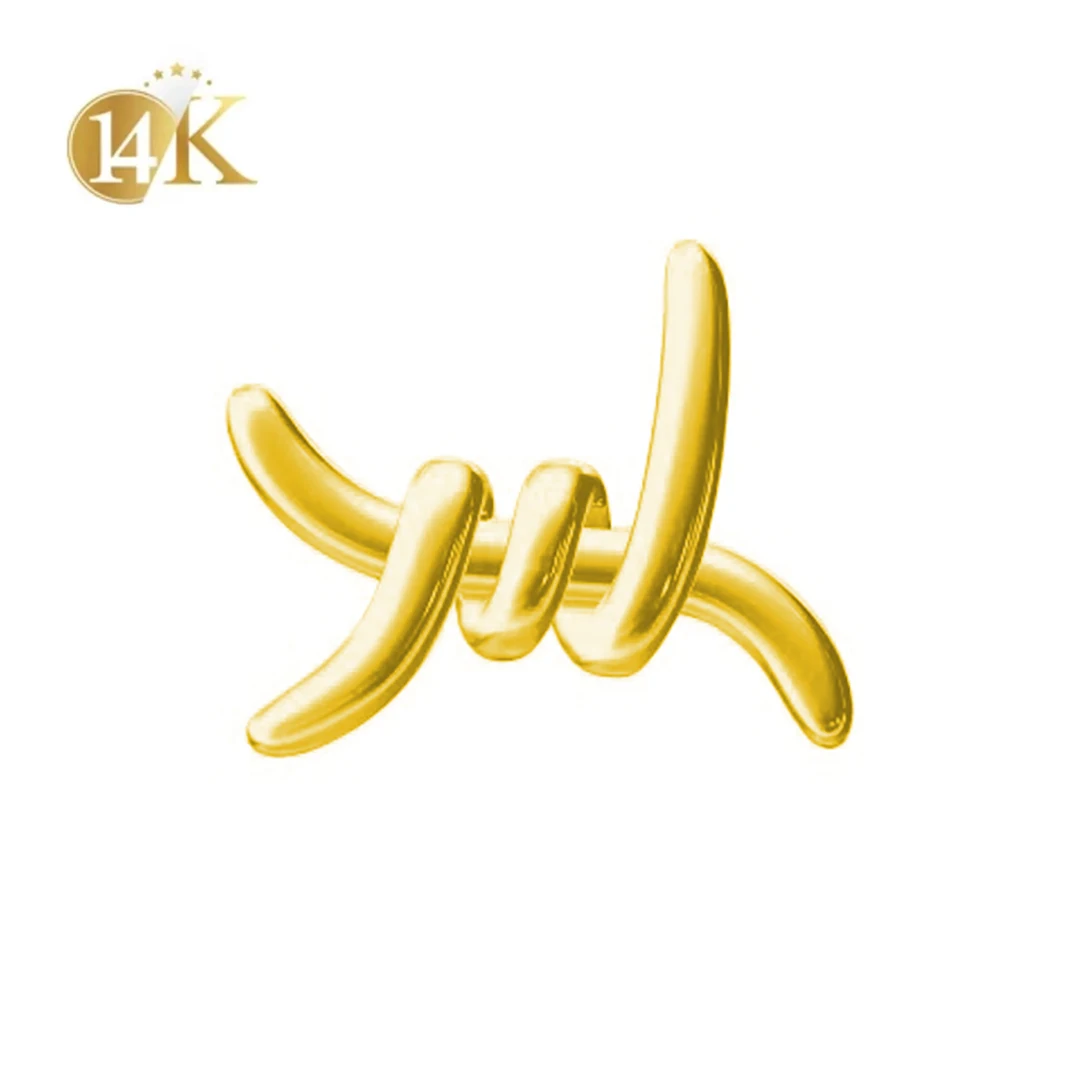 Календо оптовая продажа 14 карат цельная желтая Золотая колючая проволока пирсинг серьги-гвоздики золотистые украшения для пирсинга