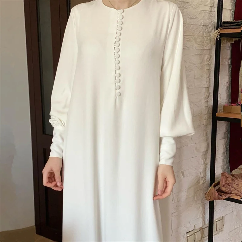 Excellent Pure Color Traditional Muslim Clothing Fabric Ladies Dubai Turkey Simple And Plain Islamic Clothing Muslim Dress