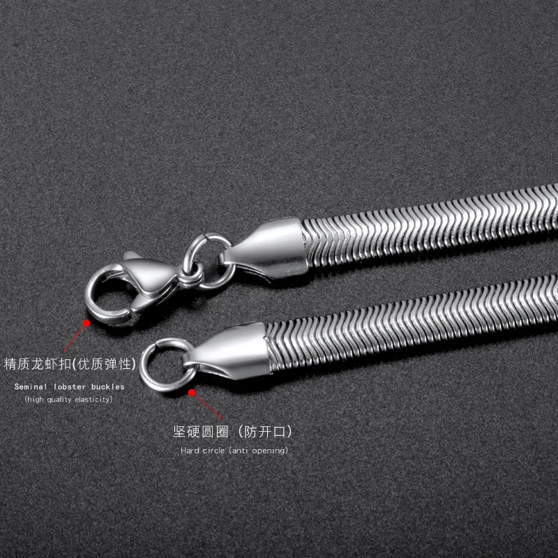 Jewelry Hot Flat Snake 3.0mm 4.0mm 5.0mm 6mm Stainless Steel link chain  Herringbone chain Necklace For Women Men