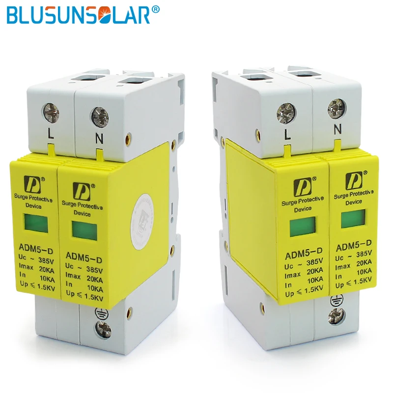 Surge Protection Device Standard 35mm DIN Rail 2P 20KA  385V AC Household Low-Voltage Anti-lightning SPD Surge Arrester