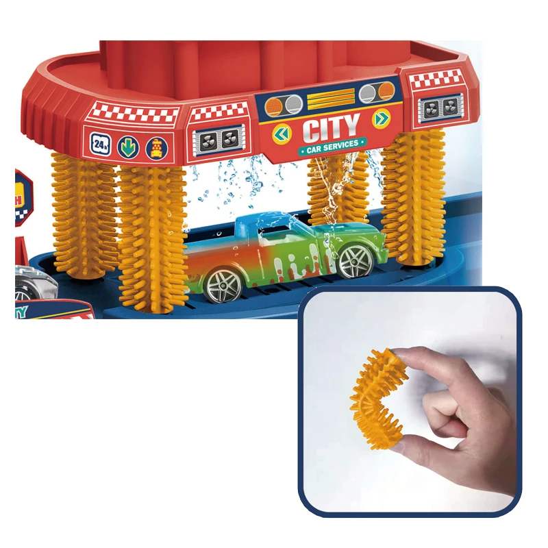 37C heat discoloration die-cast car washing facility park toys kids HN934399
