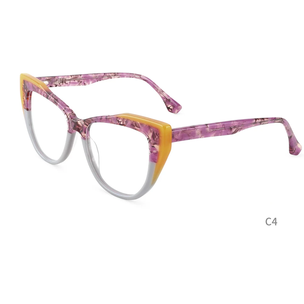 2022 Newest European Style Women Colorful Cat Eye Frame High Quality Acetate Optical Eyeglasses Frames