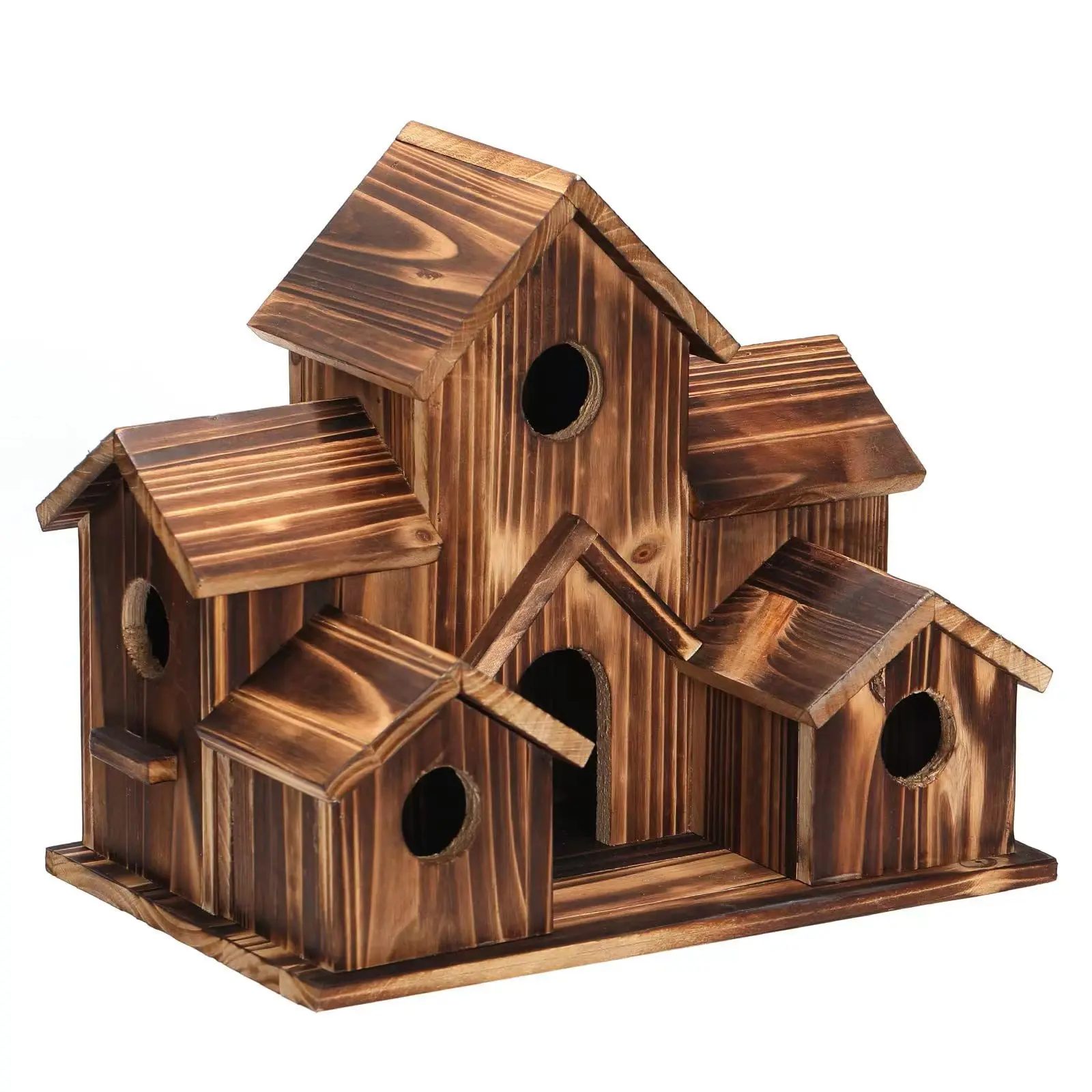 Wooden Bird House Wood Bird House for Outside with Pole for Finch Bluebird Cardinals Hanging Birdhouse Garden Country Cottage