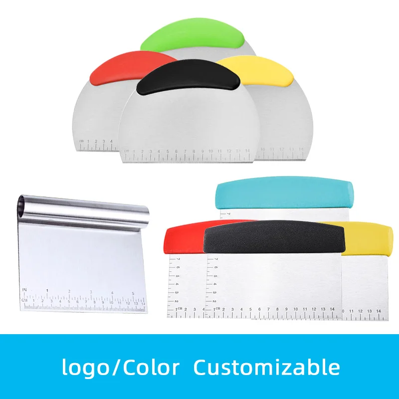 Stainless Steel Flour Scraper With Graduated Baking Tool Dough Knife Stainless Steel Cutter