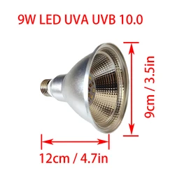 9W UVA UVB LED Reptile Light Lamp Full Spectrum Turtle UVB 5.0 10.0 Sun UV Light Lamp Bulb For Reptile