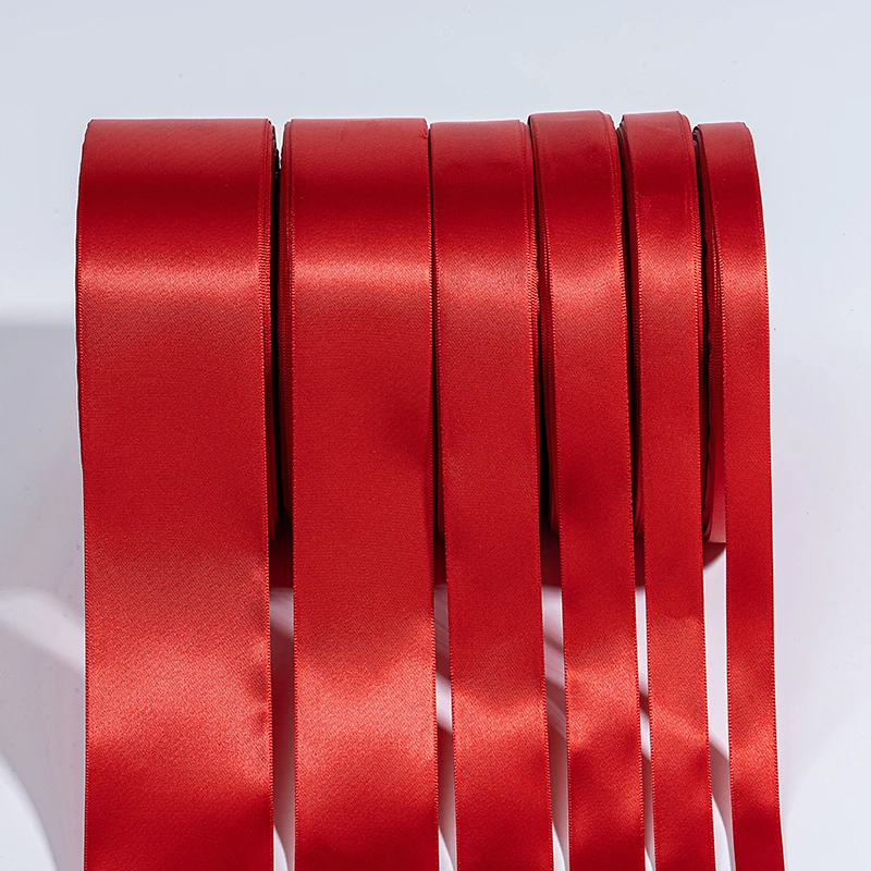 Eco-friendly gift wrap ribbon single face satin ribbon red ribbon