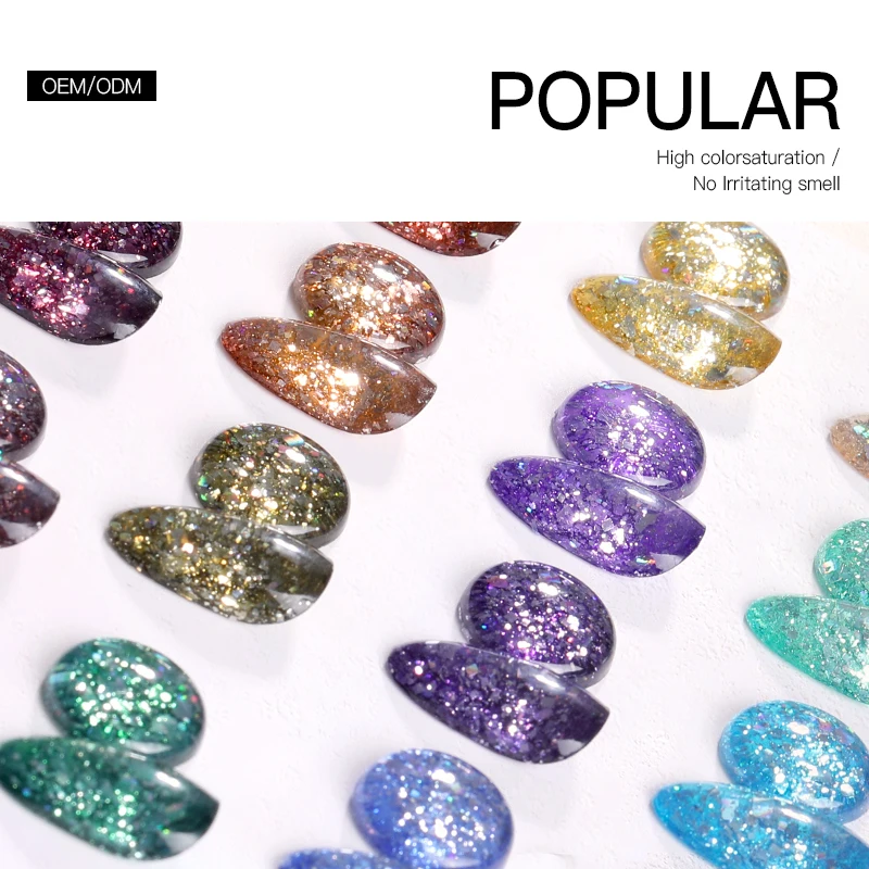 Factory Wholesale Nail Glitter Private Label 60 Colour Jelly Collection Set Reflective Gel Nail Polish