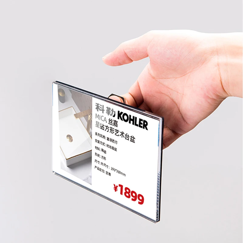 
Clear hanging acrylic sign holder table top poster display stands with Metal bracket China factory 
