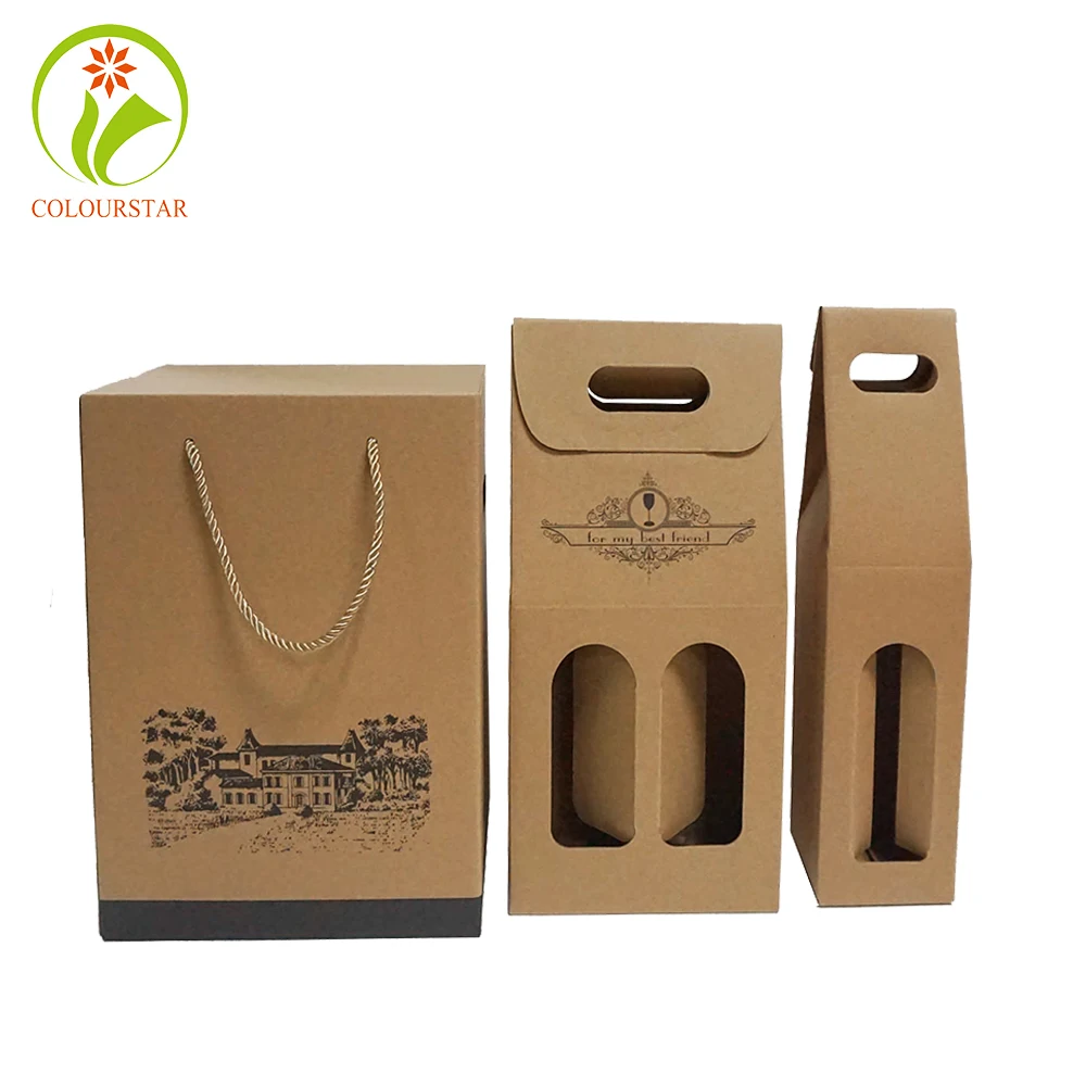Red Wine Glass Box 2/3/6 Bottle Packaging Gift Beer Carton Custom Luxury Shipping Paper Cardboard Wine Box