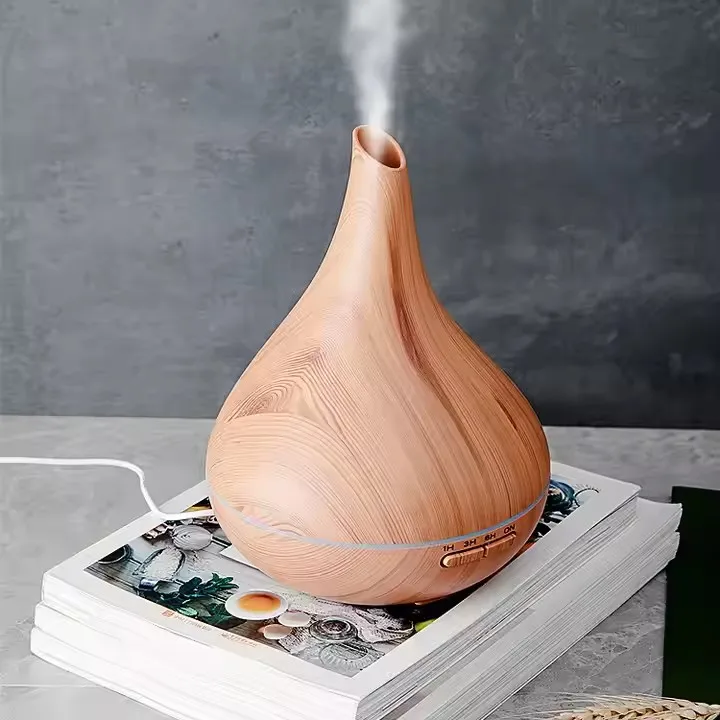 Essential Oil Aroma Diffuser With Wood Grain Aroma Diffuser 7 Color Led Light Home Ultrasonic Air Humidifier