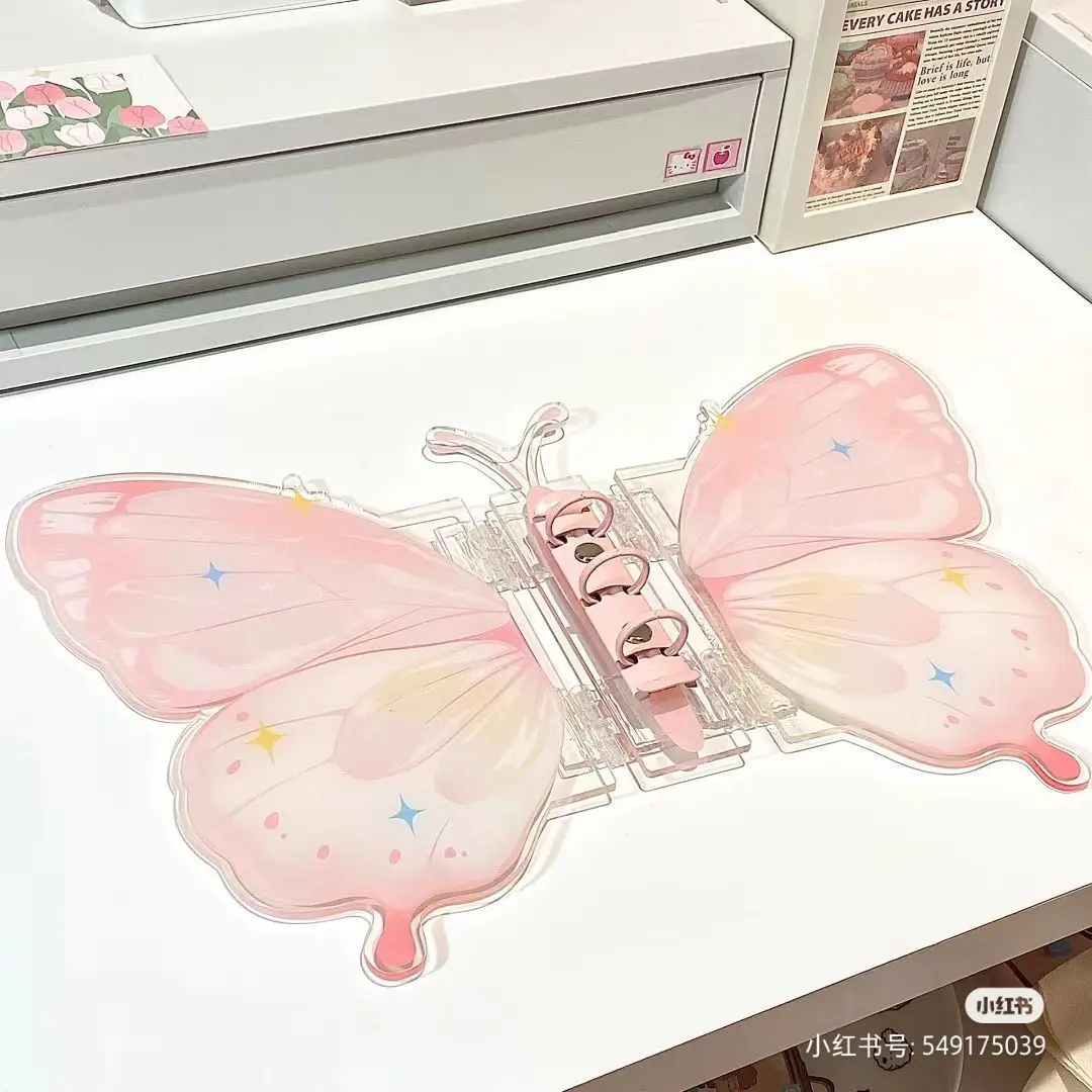 New Mini Butterfly 3 Rings Binder Cover Pocket Clear Pouch Picture Folder Loose-Leaf Binder Card Refill Sleeves Photo Album Page