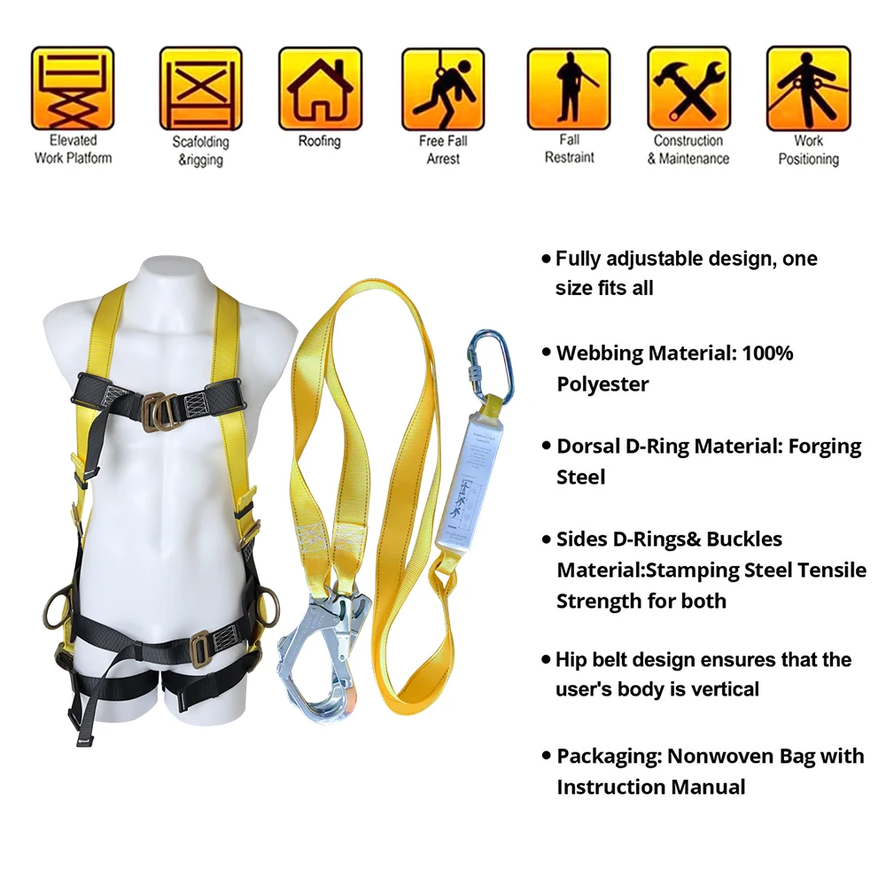 Vaultex Durable Industrial Safety Equipment High Strength Polyester Full Body Safety Harness Arnes De Seguridad