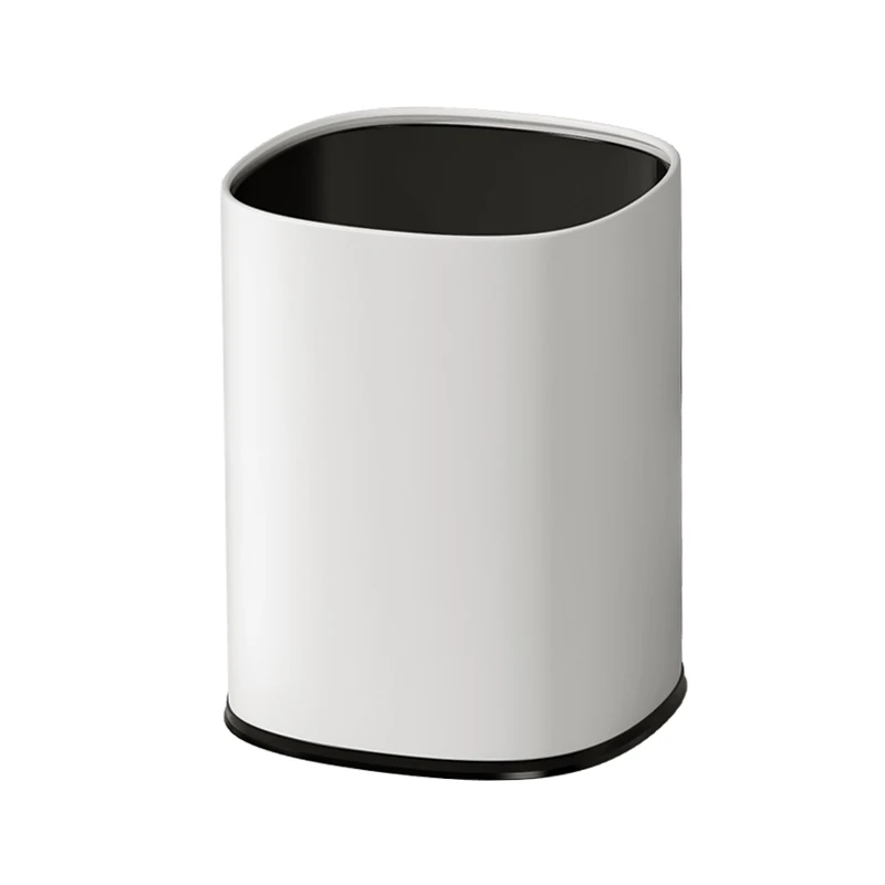 LEASYLIFE round coverless trash can Dustbin Bin open lid Rubbish bin metal double-layer design