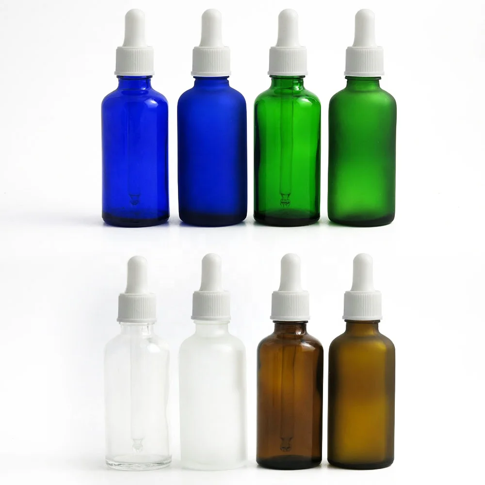 Free shipping Empty 5 10 15 20ml 30ml 50ml 100ml clear amber blue green frost round dropper glass vials essential drop bottle
