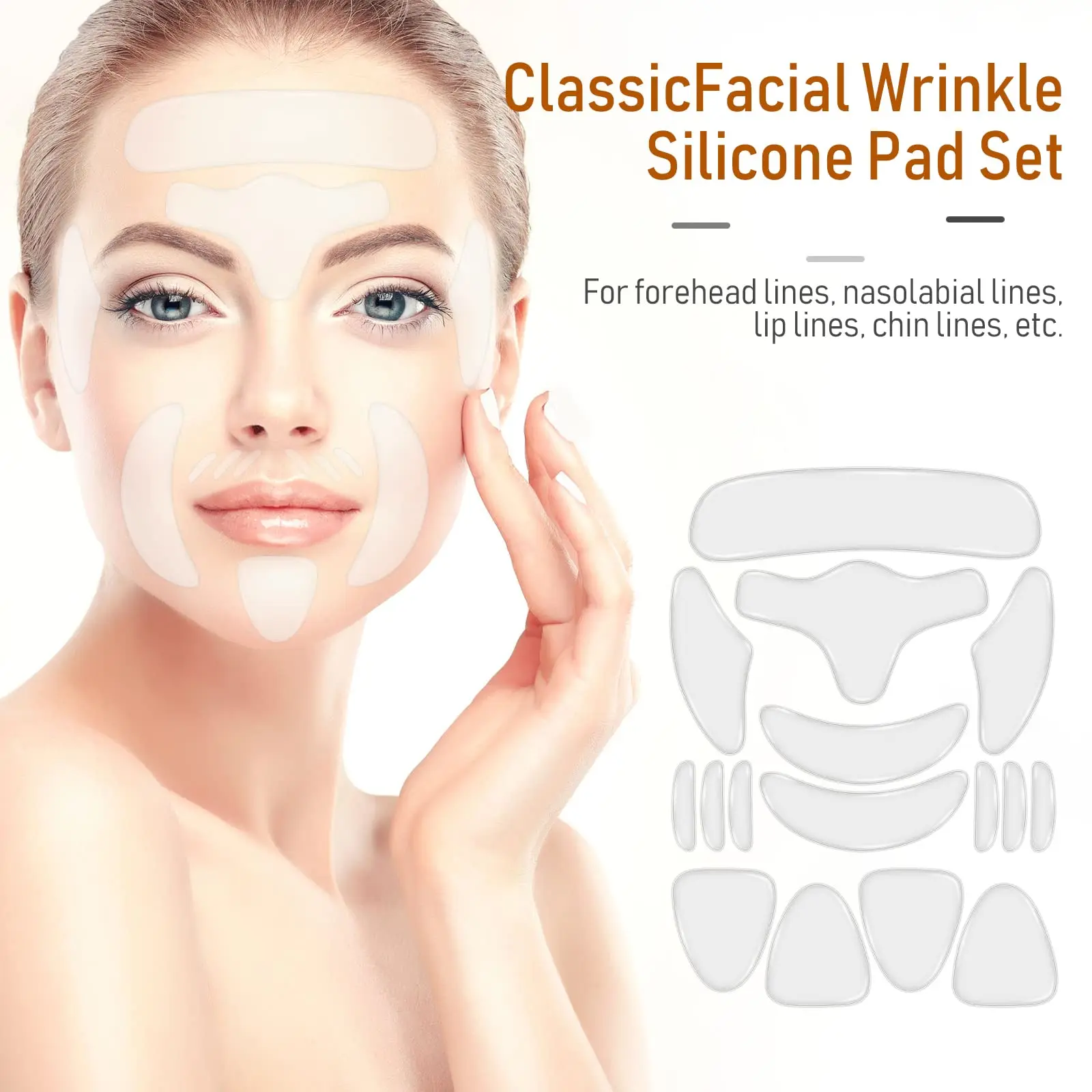 Facial Chest Neck Silicone Pad Reusable Face Forehead Patches Facial Sleeping Mask Cover for Smoothing Facial Neck Forehead