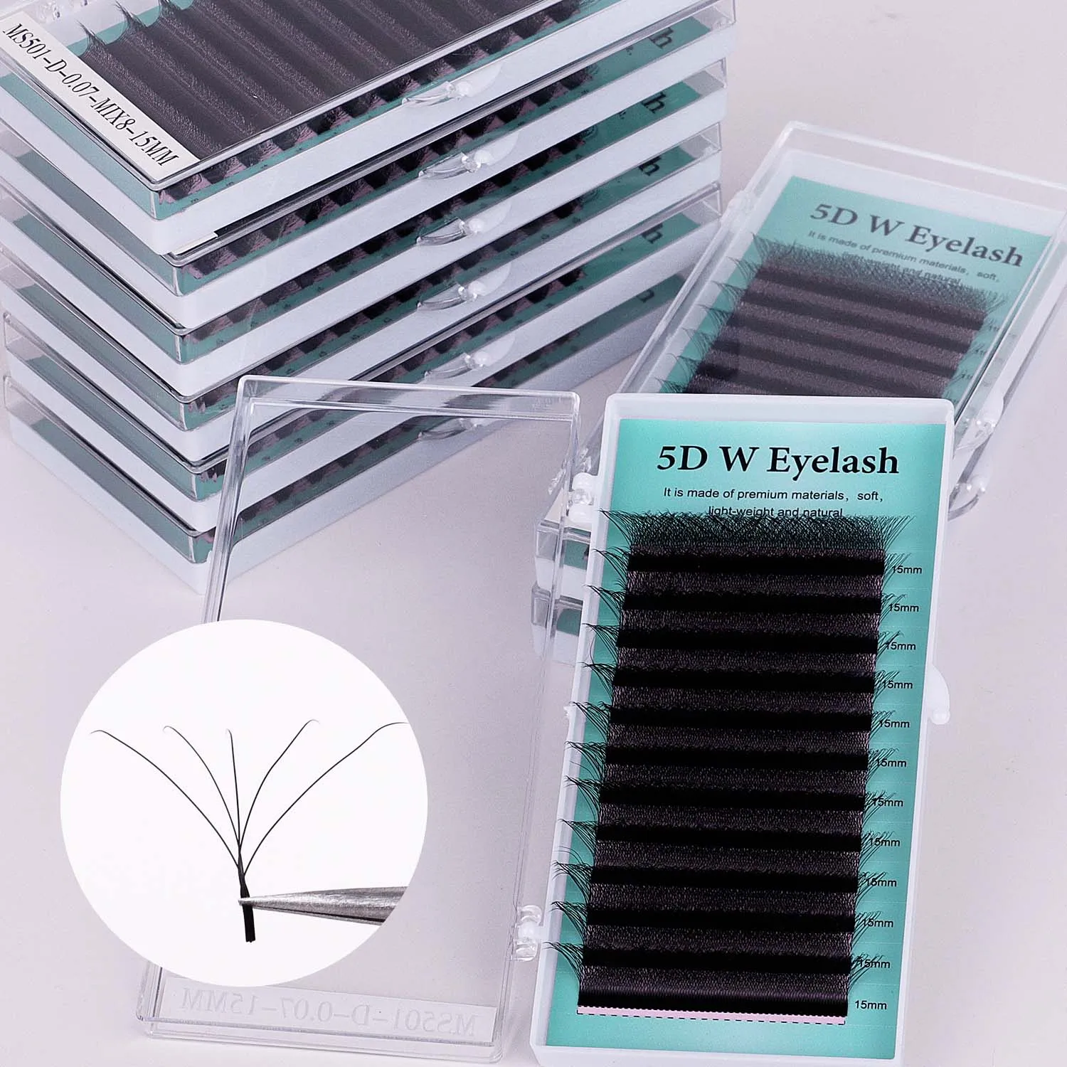 Black Soft Private Label Volume Korean Silk Mink Eyelash Extensions Trays Custom Logo Matte Black Eyelash Extension