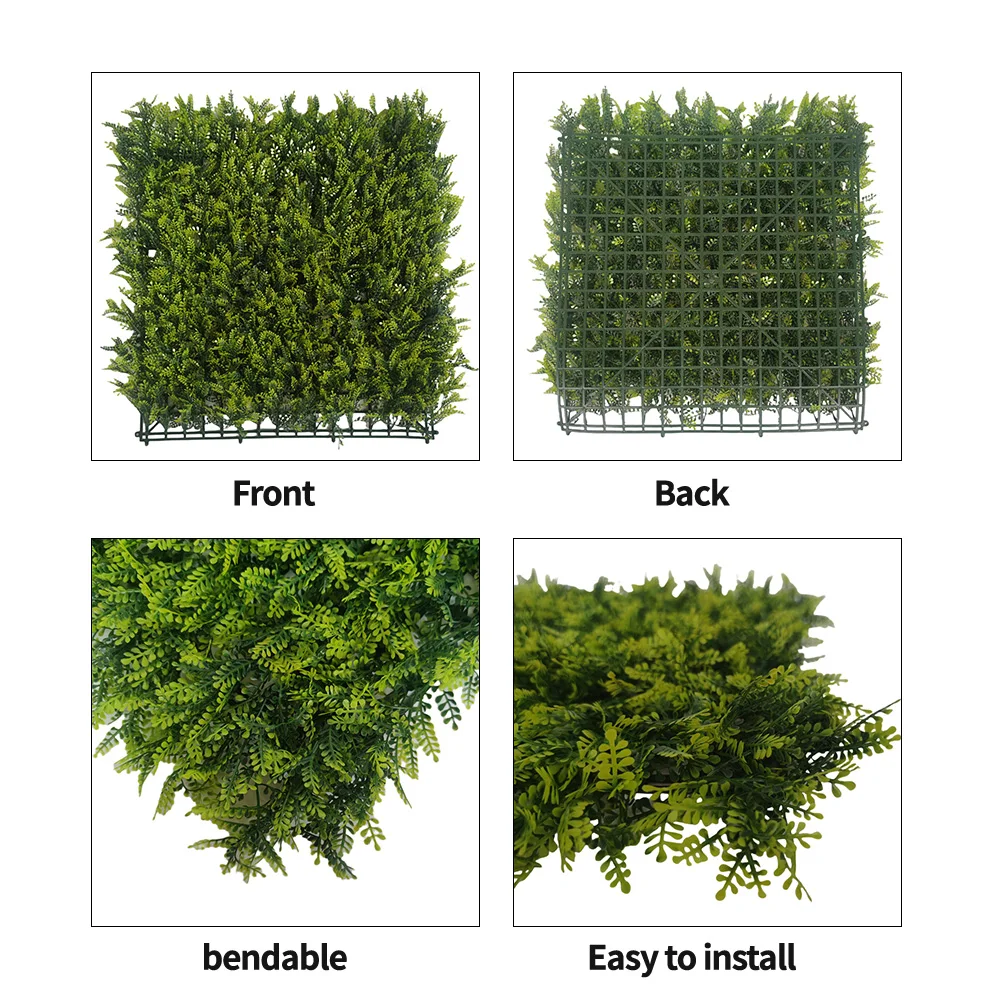 Wholesale decorative vertical garden fence mimosa leaf simulation lawn green wall fake artificial plant