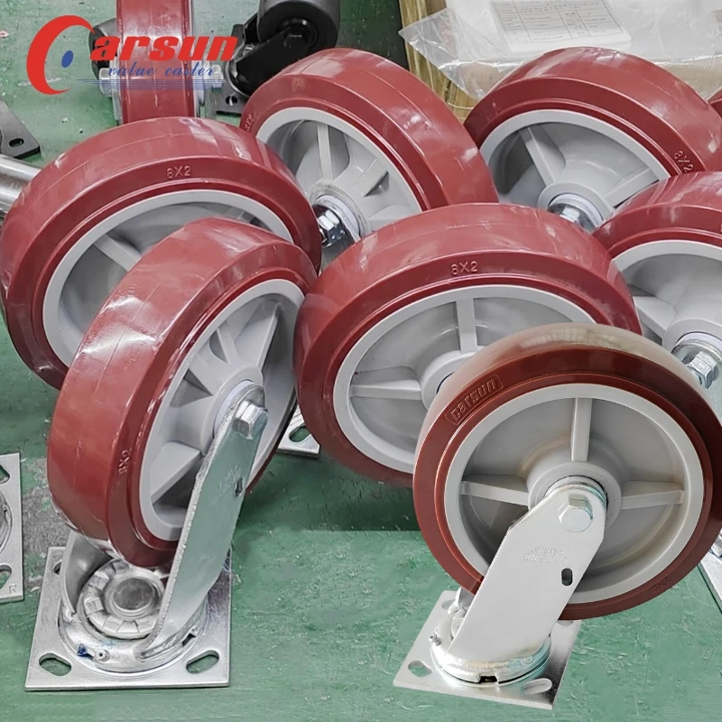 Heavy Duty Industrial Casters Swivel and Fixed Roller 6Inch Polyurethane