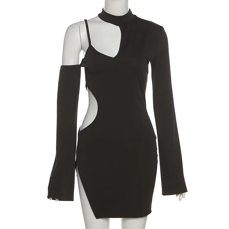 Spring 2022 Summer Trending Black Satin Sexy Party Bodycon Dress Women Party Wear Casual Dresses For Women