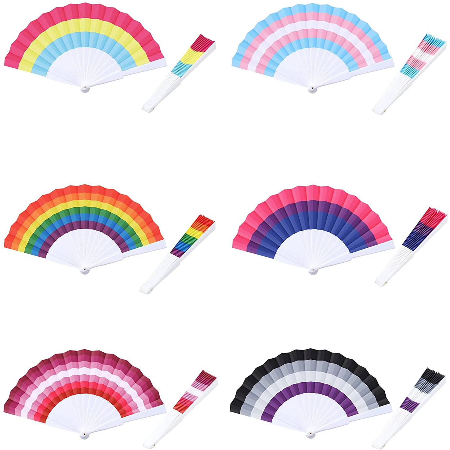 Colorful Gay Pride LGBT Fans Pride Fans Plastic Folding Fan  for Parties Festival Events Dance Supplies