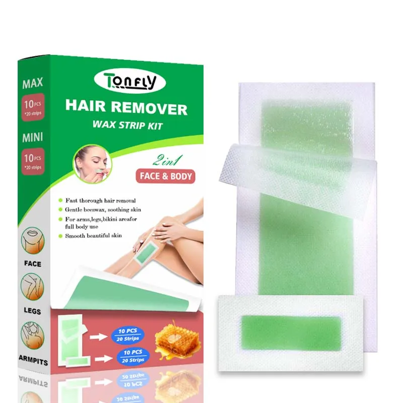 TONFLY 40stick Professional Hair Removal Wax Strips for Summer Depilation Double Sided Cold Wax Paper for Leg Body Face Useful