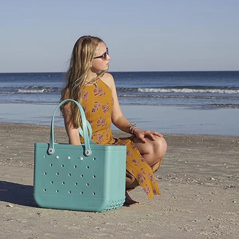 BR large or mini rubber bags silicone woman fairy tote bag with two pockets,eva pvc silicone travel beach luggage bag