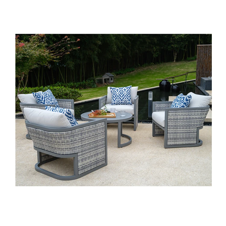 High quality rattan wicker backyard cafe bar lounge chair outdoor garden sofa conversation chat set