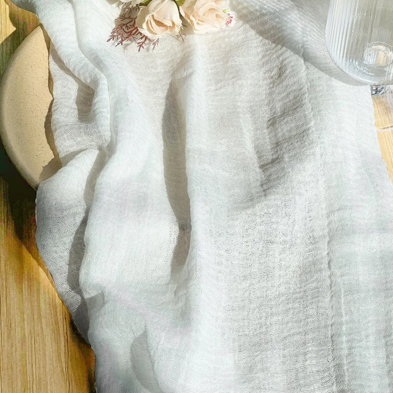Christmas table runner with place set 32 x 118 inches gauze cheesecloth wedding nordic white table runners