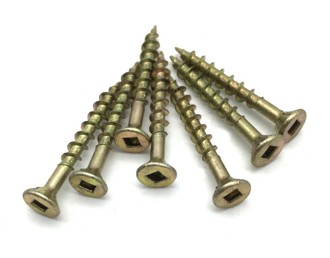 New Arrival Yellow Zinc Square Drive CSK Chipboard Decorative Wood Screw From Factory Manufacturer
