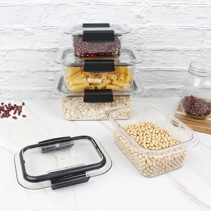 Custom Clear Plastic Kids Storage Lunch Box Pantry Fridge Kitchen Airtight Food Storage Container Set with Lid