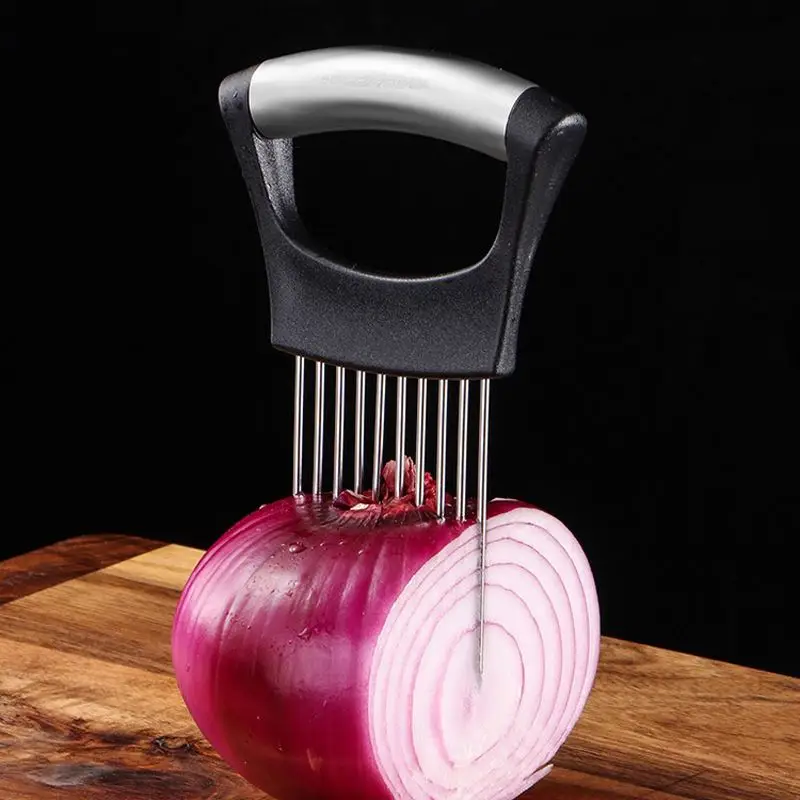Onion slicing assistant stainless steel onion needle vegetable and fruit slicer tomato cutter onion cut