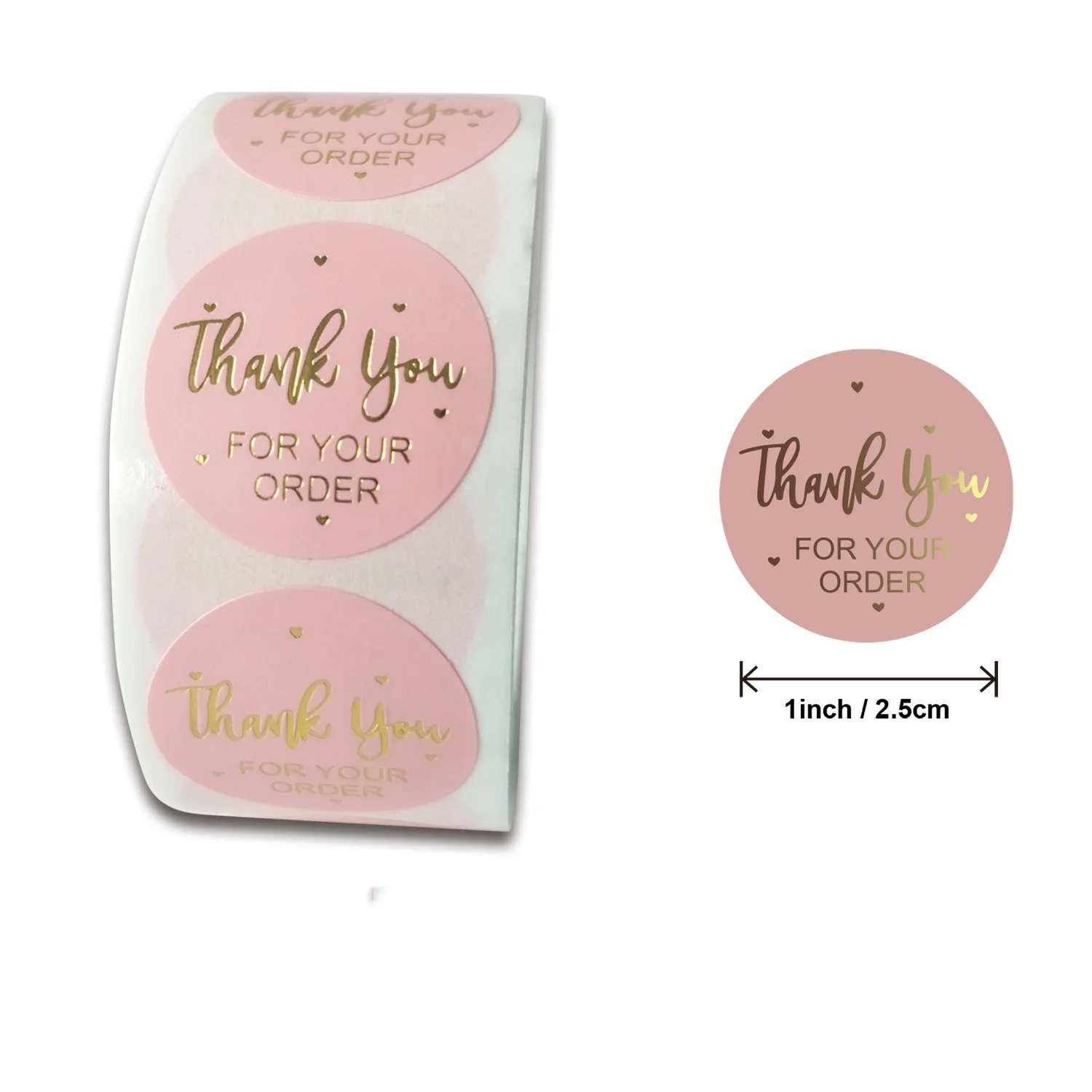 Custom 1 Inch Self Adhesive sticker Thank You For Your Order Vinyl Packaging Label Sticker