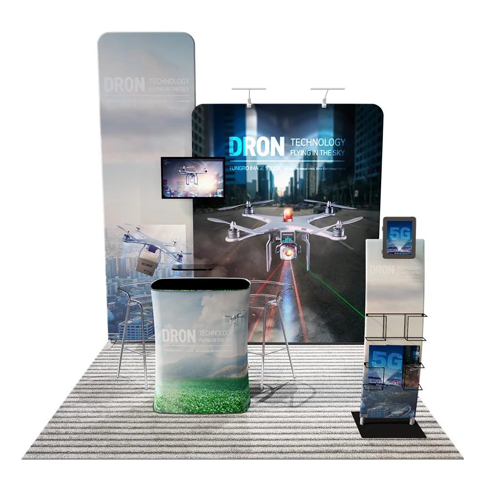 Portable Aluminum Tube Advertising Tension Fabric Backdrop Exhibition Stand Display Modular Trade Show Booth