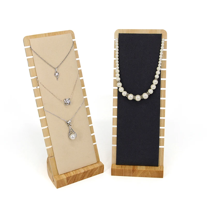 Wholesale custom fashion jewelry display stand solid wood pendant necklace hanging display 12-position slot chain plate