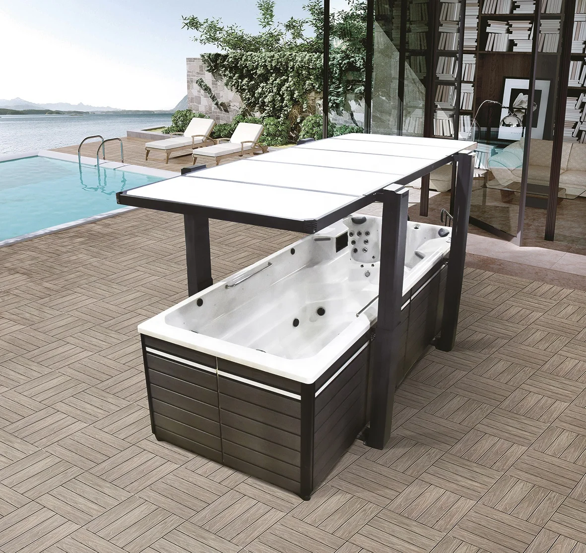 Luxurious 6 Persons Outdoor Swimming Spa Pool Acrylic Whirlpool Hydro Air Blower Bubble Massage Hot Tubs