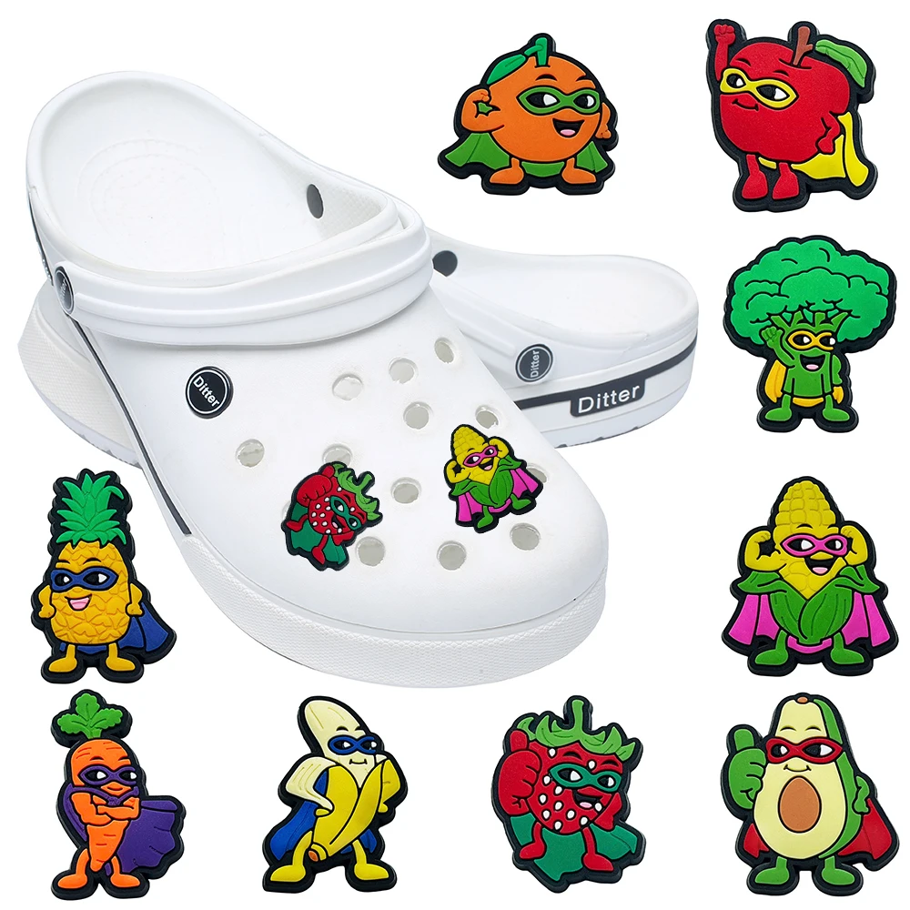 Wholesale charms for Lovely Ninja Fruit Series Shoe Charms Accessories Clog Charm PVC Shoe Decoration
