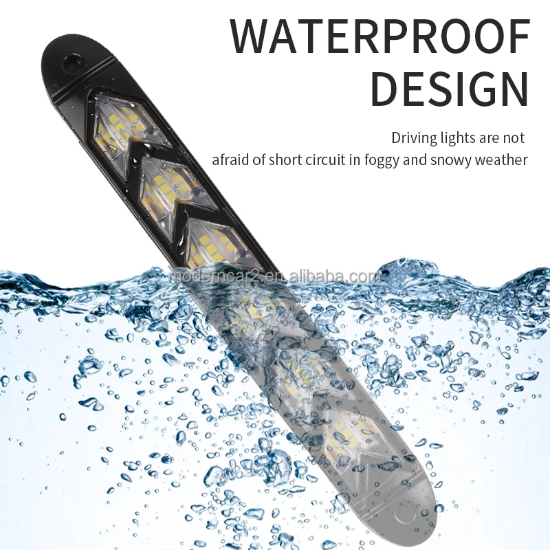 2pcs Car Daytime Running Light Headlight Strip Sequential Flow Turn Signal DRL Light Switchback Knight Rider Arrow LED Strip