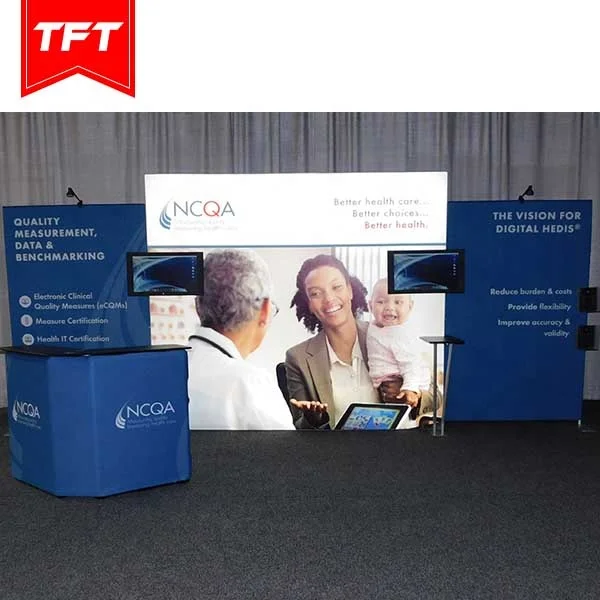 Customized Frameless Aluminum Tension Fabric Standing Double-Sided  Convention Booth / Expo Display Stands