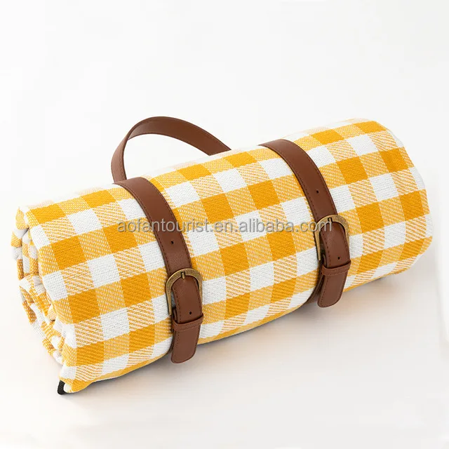 Custom Travel Camping Picknick Cheap Blanket, Wholesale Waterproof Plaid Classic Outdoor Tartan Picnic Blanket