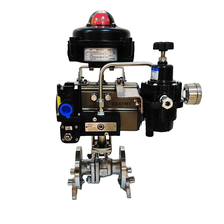 CQATMT Flanged Stainless Steel Pneumatic Ball Valve High Pressure Actuated Ball Valve Flange Stainless Steel Ball Valve