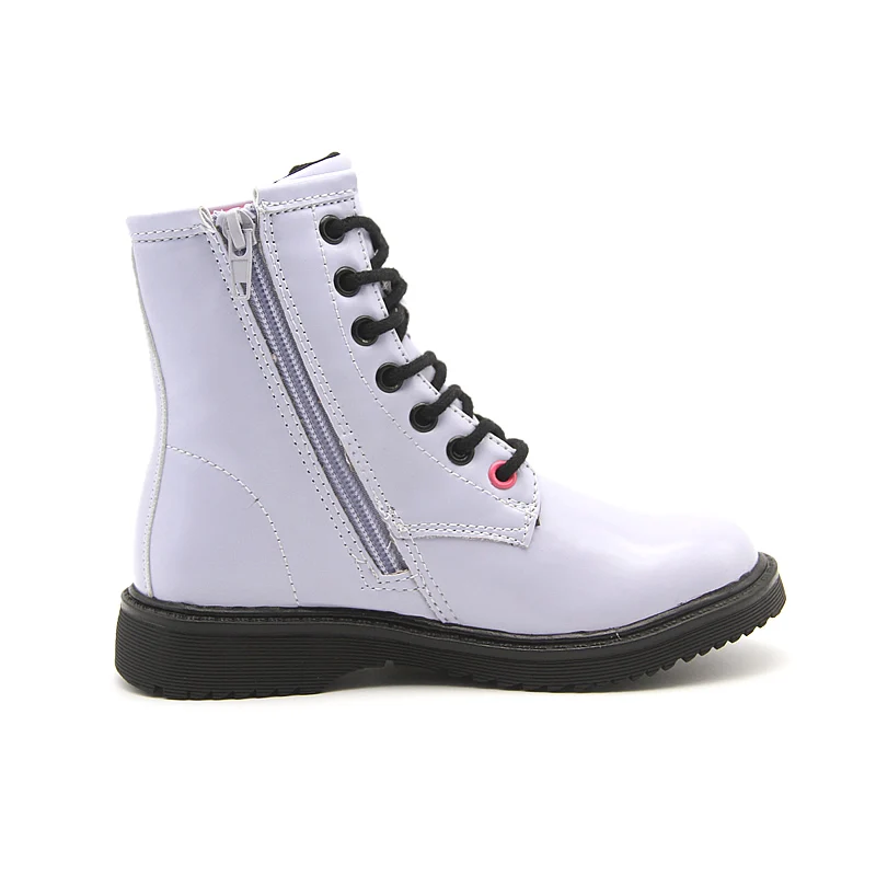 Wholesale customized short ankle kids girls patent leather boots for children bota infantil