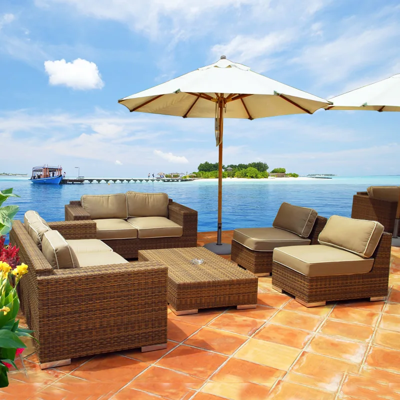 outdoor leisure garden furniture 1123 brown rattan sofa set