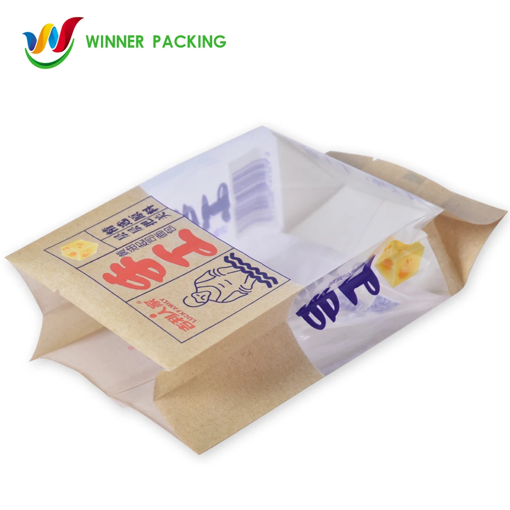 chaoan packaging factory custom back side sealed with side gusset bag with K nylon for bread packing bag