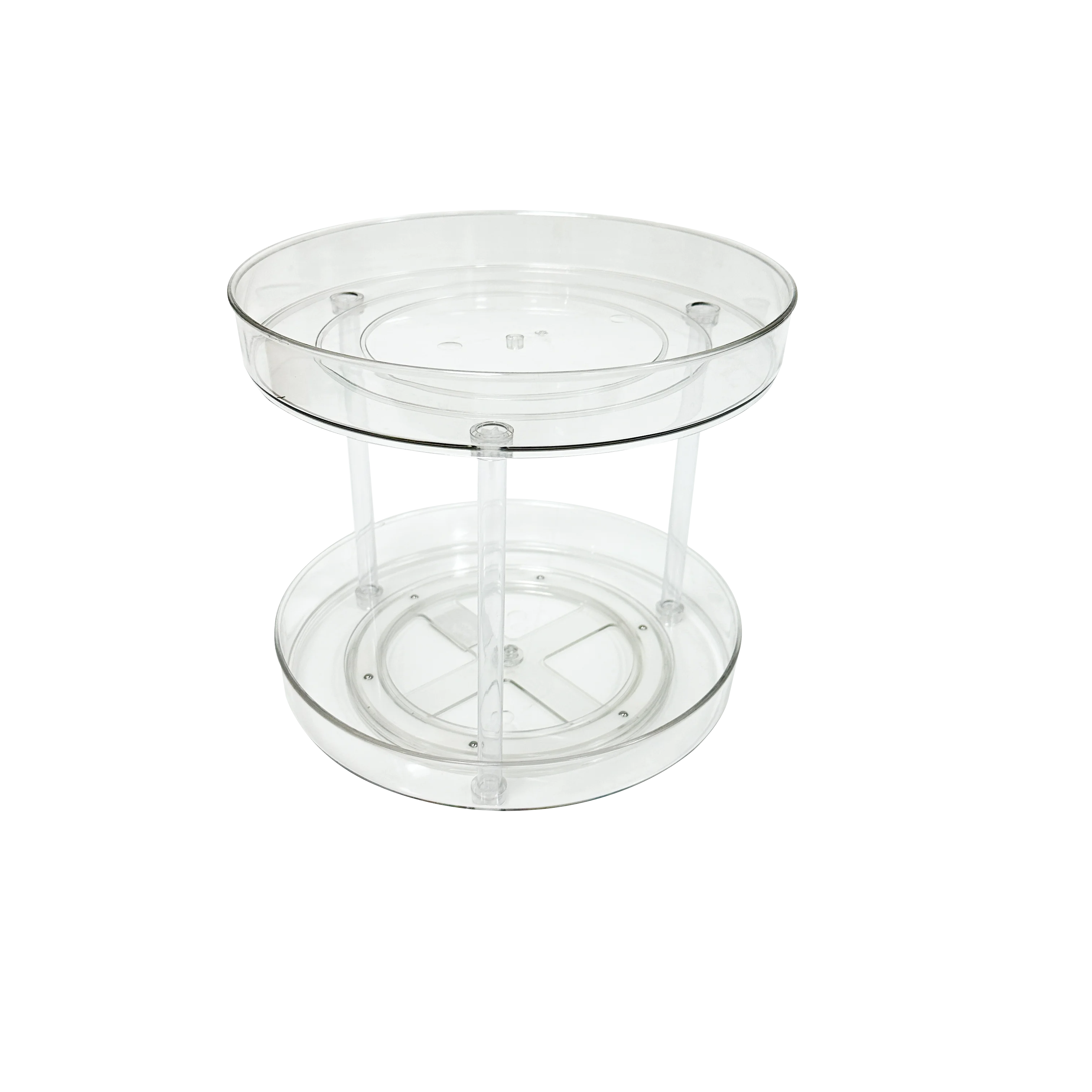 Two Layers Round Kitchen Turntable Organizer Decorative lazy susan Rotating Plastic Kitchen Organizer