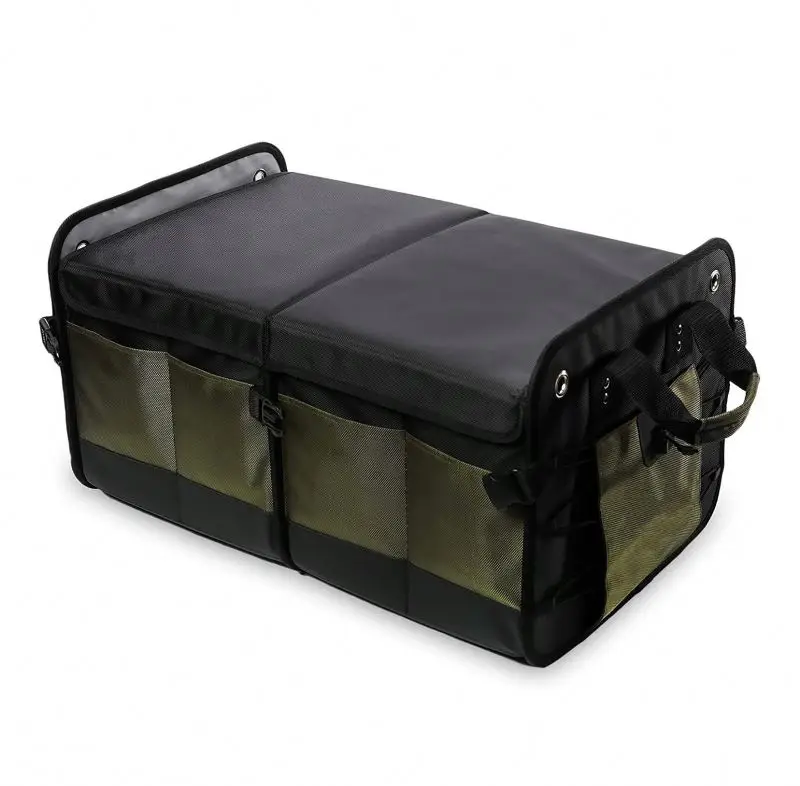 Customizable 1680D Heavy Duty Nylon Car Trunk Organizer Multi-Compartment Non-Slip Bottom Adjustable Securing Straps Oxford